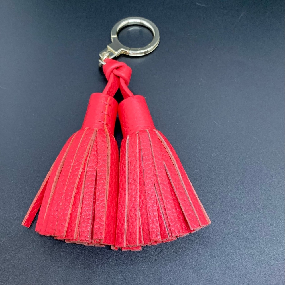 Red Kate Spade leather tassel key ring